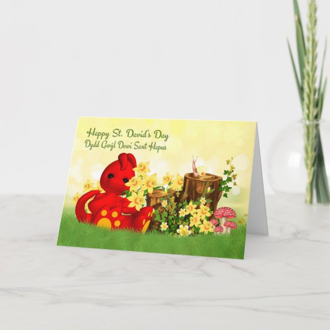 Tarjeta El saludo de San David es un Dragón y un Daffodill (Anverso)
