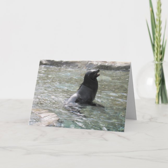 Tarjeta El saludo de sello de risa que se cuida (Anverso)