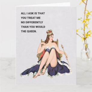 Tarjeta El saludo del humor retro de la reina
