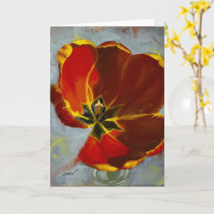 Tarjeta El saludo rojo en blanco del tulipán y Notecard