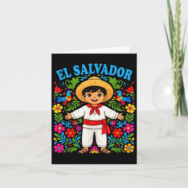 Tarjeta El Salvador Salvadoran Boy Traditional Outfit Folk (Anverso)
