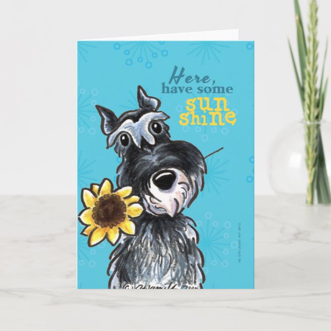 Tarjeta El Schnauzer del girasol anima para arriba (Anverso)