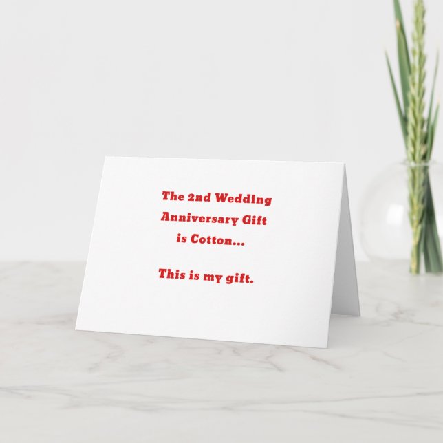 Tarjeta El segundo aniversario Boda es el algodón. Este es (Anverso)