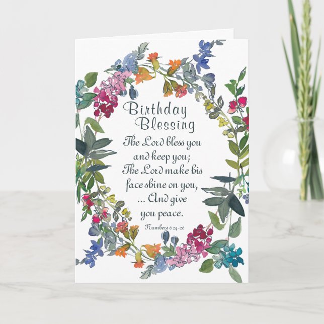 Tarjeta El Señor de Cumpleaños Bendice Tu Biblia Verse Flo (Anverso)