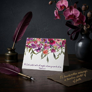 Tarjeta El Señor es fiel acuarela floral cristiano