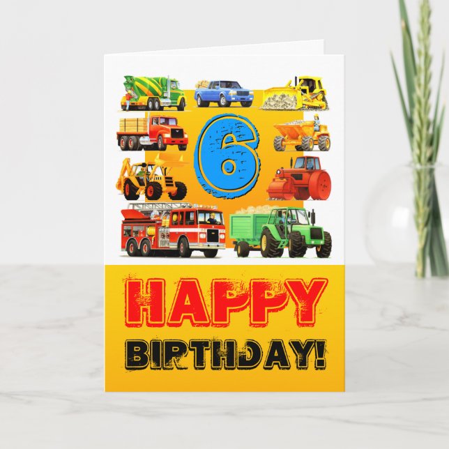 Tarjeta El sexto cumpleaños de Big Trucks Boy (Anverso)