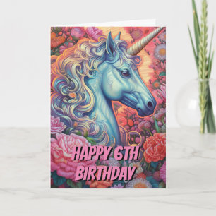 Tarjeta El sexto cumpleaños de Unicornio doblado