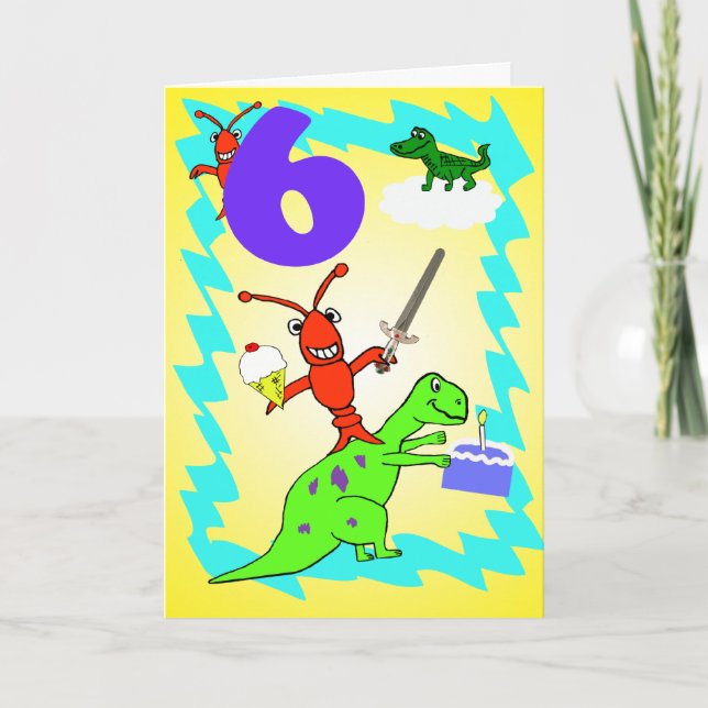 Tarjeta El sexto cumpleaños de Whimsical Boy (Anverso)