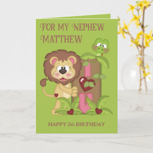 Tarjeta El sobrino cute los deseos de cumpleaños del león
