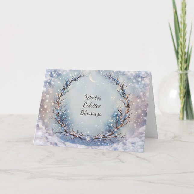 Tarjeta El solsticio de invierno Yule Bohemian Look Wreath (Anverso)