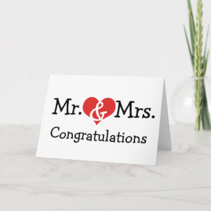 Tarjeta El Sr. y la Sra. Love Heart Boda Felicitaciones