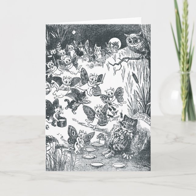 Tarjeta El sueño de Kitty de la Fairyland, Louis Wain (Anverso)