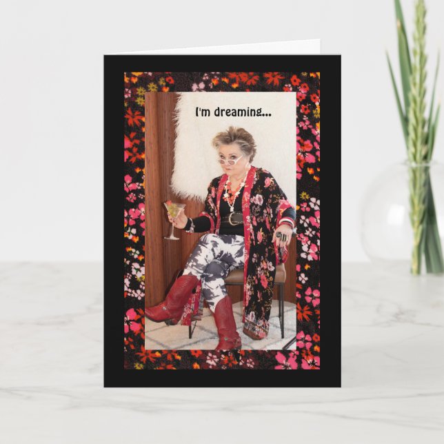 Tarjeta El sueño humorístico de un Navidad blanco (Anverso)