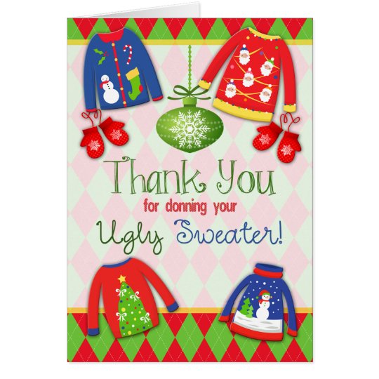 Tarjeta El suéter feo del navidad le agradece cardar