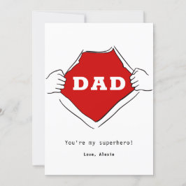 Tarjeta El superhéroe papá padres lindos rojos