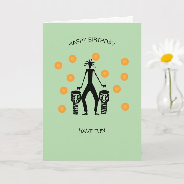 Tarjeta El tambor africano y el cumpleaños de la vida feli (Planta pequeña)