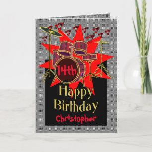 Tarjeta El tambor musical golpea el cumpleaños 14
