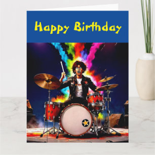 Tarjeta El tambor tocando su tambor caliente