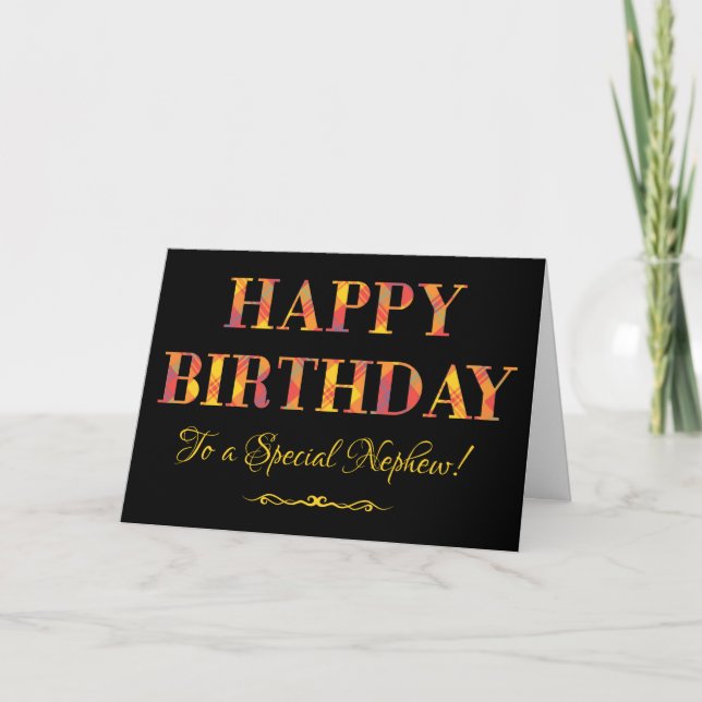Tarjeta El tartán amarillo en el cumpleaños negro para el  (Anverso)