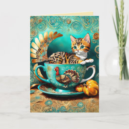 Tarjeta El té de Acción de Gracias de Kitty