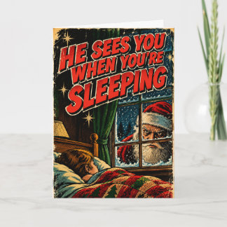 Tarjeta Él te ve cuando estás durmiendo Divertida Horror
