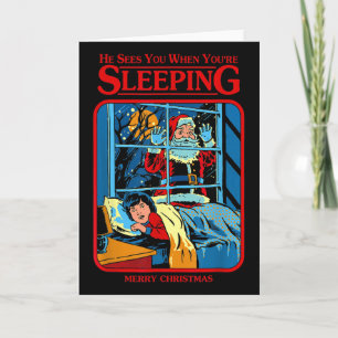 Tarjeta Él te ve cuando estás durmiendo Feliz Navidad 