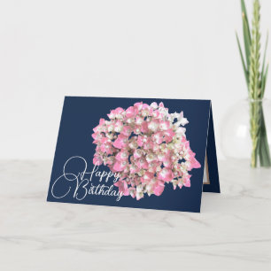 Tarjeta El telón de fondo de la marina de Hydrangea rosa/b