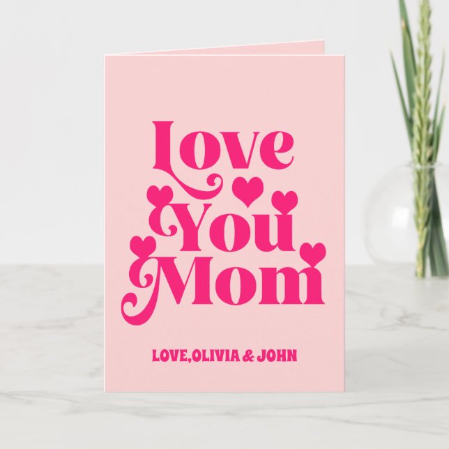 Tarjeta El tema de los 70 de Retro Groovy ama a tu madre f (Anverso)