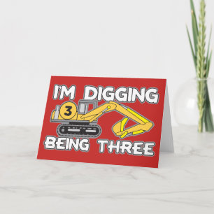 Tarjeta El tercer cumpleaños del niño que estoy cavando si