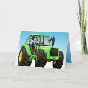 Tarjeta El tractor verde del niño