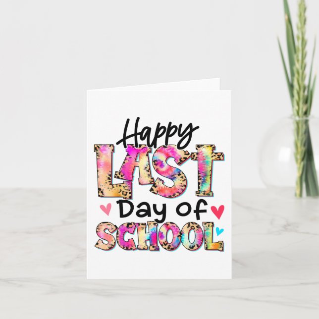 Tarjeta El Último Día De La Escuela Tye Dye Leopard Gradua (Anverso)