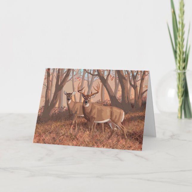 Tarjeta El Venado Blanco En La Naturaleza De Estilo Retro  (Anverso)