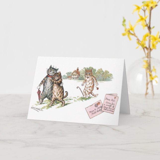 Tarjeta El verdadero amor de Louis Wain Blank (flor amarilla)