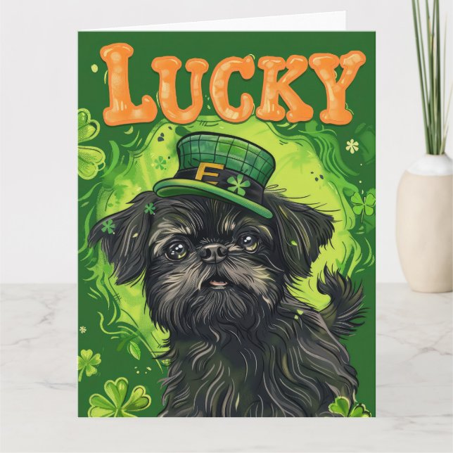 Tarjeta El vestido del Día de Affenpinscher St. Patrick (Anverso)