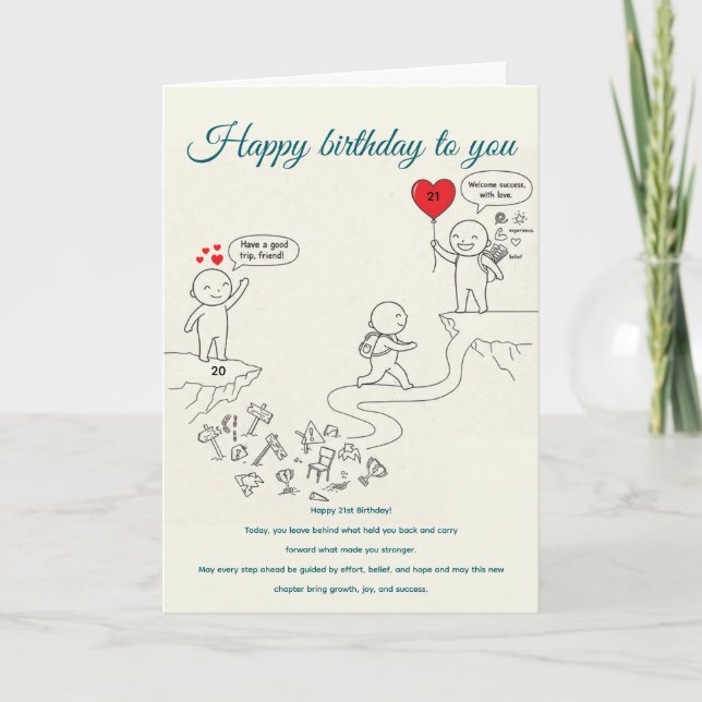 Tarjeta El viaje continúa,cumpleaños (Anverso)
