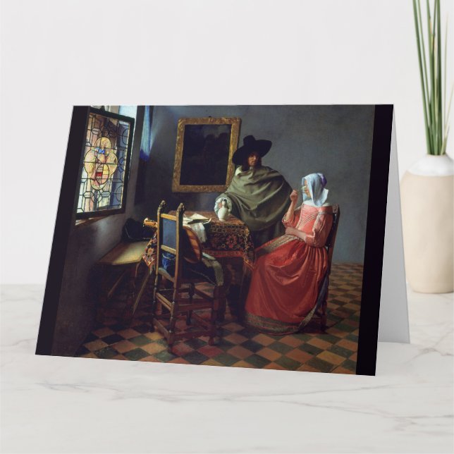 Tarjeta El vidrio de vino de Juan Vermeer (Anverso)