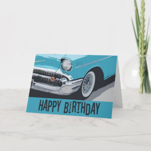 Tarjeta El viejo cumpleaños de Chevy en azul.