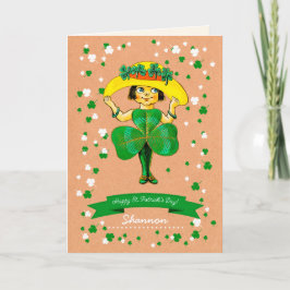 Tarjeta El Viejo Pequeño Chica Irlandés del Día de San Pat