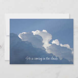 Tarjeta Él viene en las nubes cita cristiana