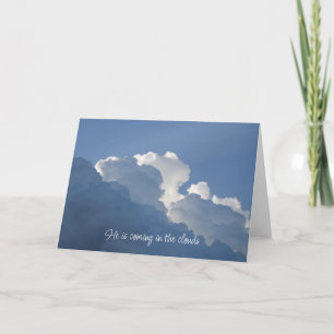 Tarjeta Él viene en las nubes cita cristiana