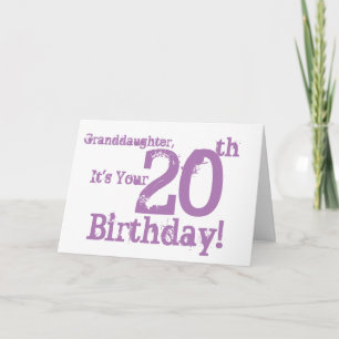 Tarjeta El vigésimo cumpleaños de la nieta en púrpura