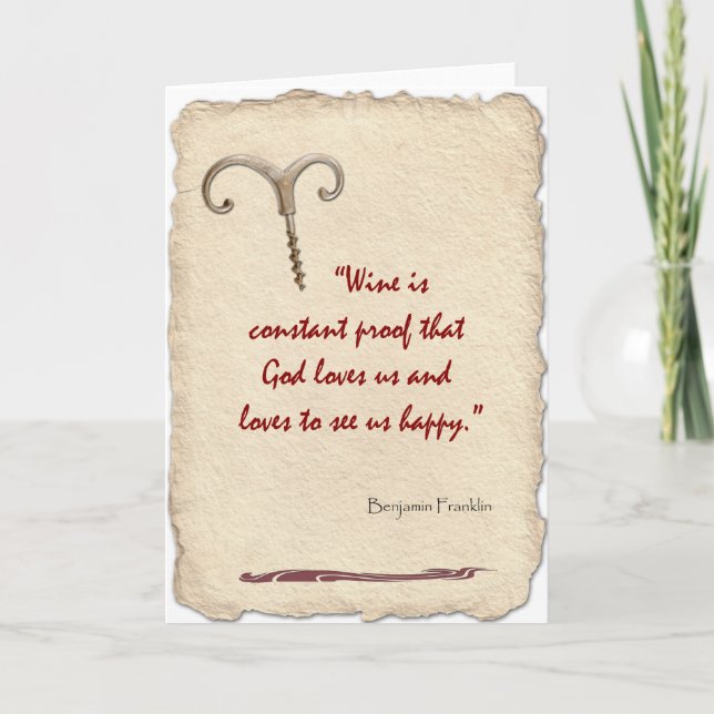 Tarjeta El vino es prueba (Anverso)