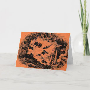 Tarjeta El vintage golpea en el naranja de Halloween del