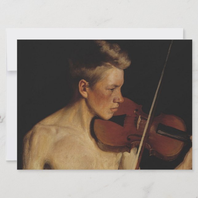 Tarjeta El violinista (músico masculino) (de Pekka Halonen (Anverso)