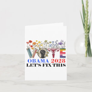 Tarjeta El Voto Retro Floral Obama 2028 Arregló Esta Presi