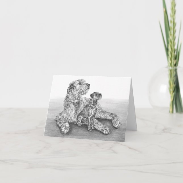 Tarjeta El Wolfhound irlandés persigue el dibujo por el (Anverso)