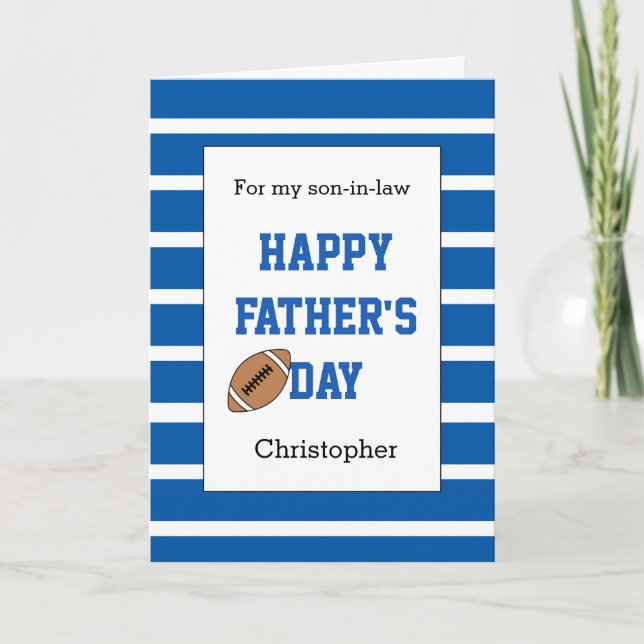 Tarjeta El yerno del Día del Padre de Fútbol Azul (Anverso)
