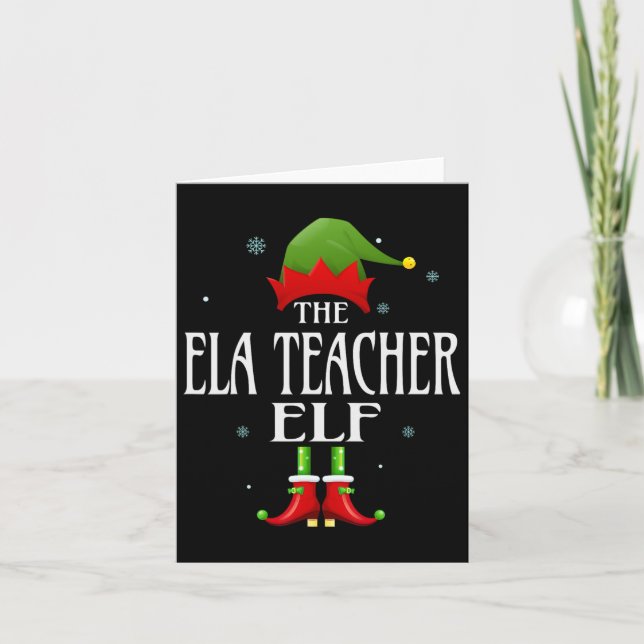 Tarjeta Ela Teacher Elf Navidad Matar a un grupo familiar (Anverso)
