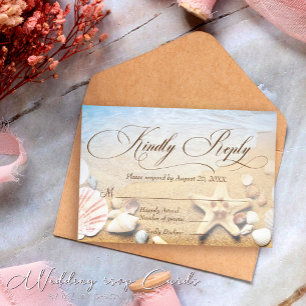 Tarjeta Elagant Starfish Tropical Beach Wedding RS