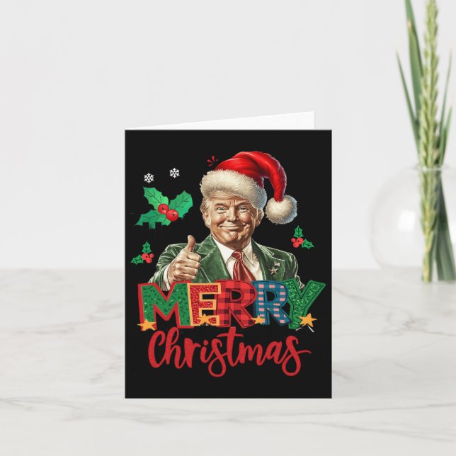 Tarjeta Elecciones de Trump 2024 Feliz Navidad Graciosa T (Anverso)